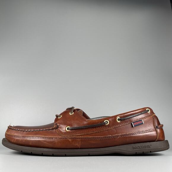 Sebago Docksides Men’s Size 15 M Brown Leather 2 Eye Deck Boat Shoes Casual EUC